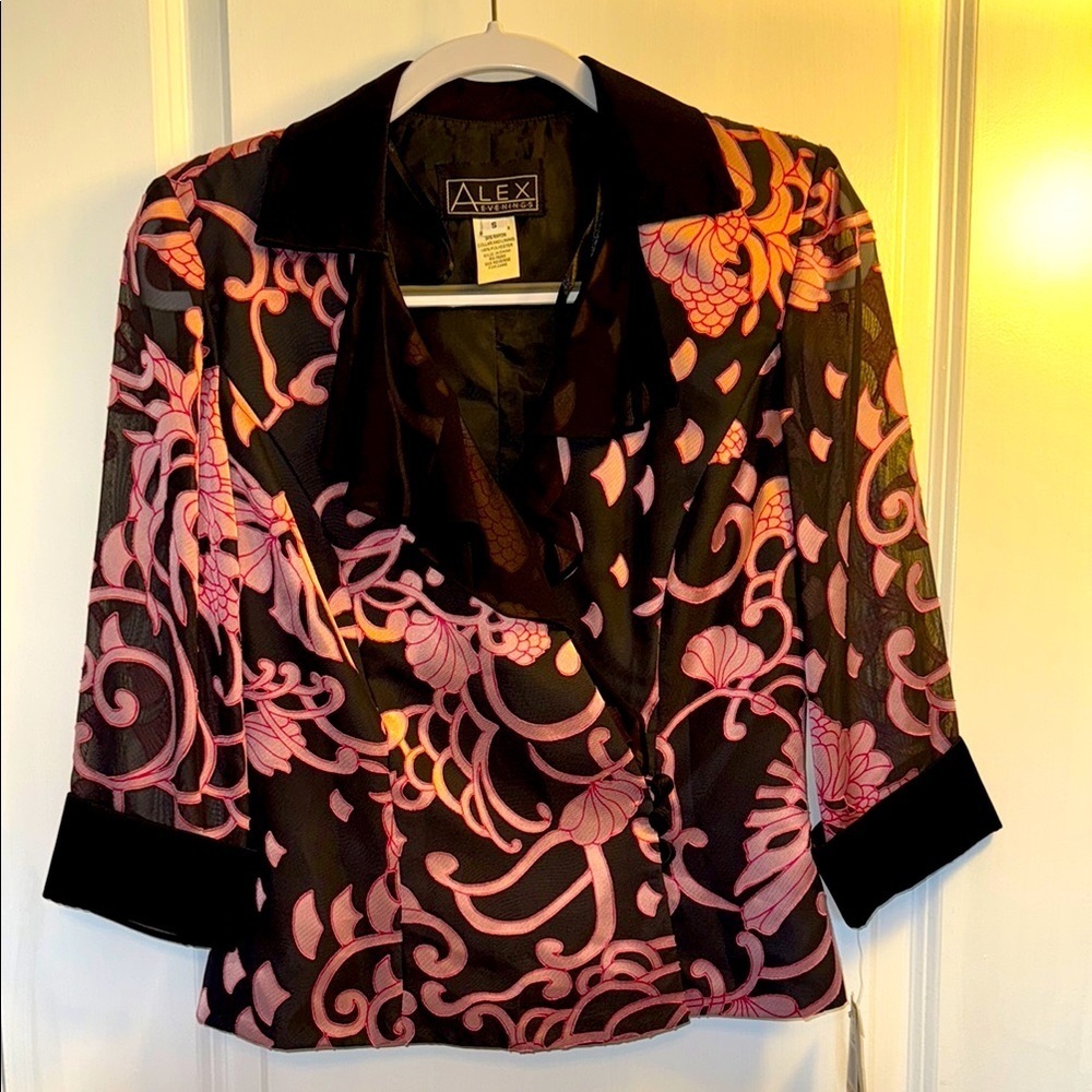 Alex Evenings Black and Pink Blazer